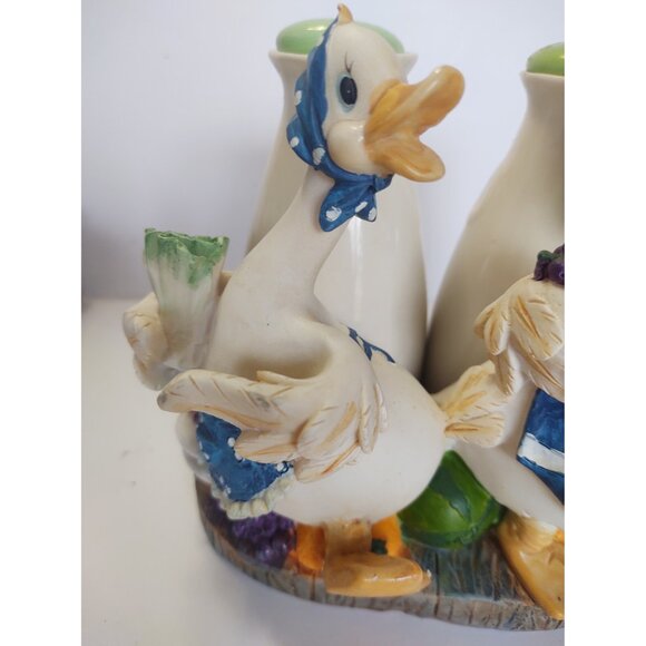 Vintage Oil & Vinegar Cruet Set Japan Hand Painted Ducks 6" Tall 1970's - Picture 12 of 14
